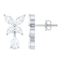 Marquise and Pear Cut Moissanite Flower Drop Earrings