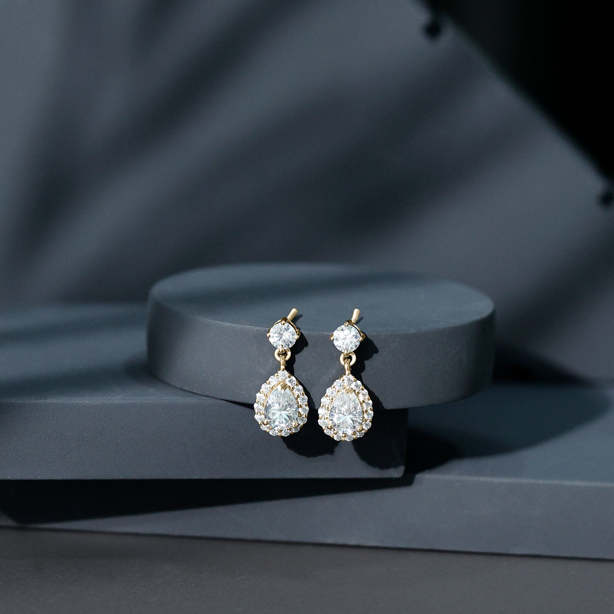 1.5 Carat Moissanite Bridal Dangle Earrings in Prong Setting