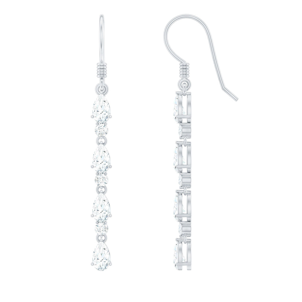Pear and Round Cut Moissanite Dangle Earrings with Fish Hook