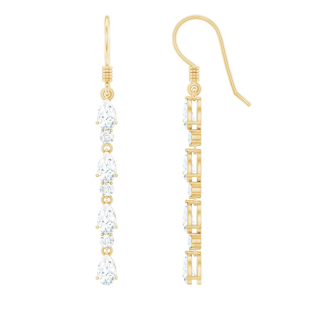 Pear and Round Cut Moissanite Dangle Earrings with Fish Hook