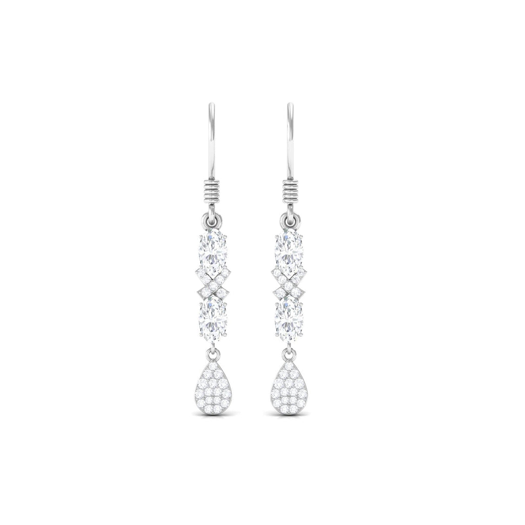 Round and Oval Cut Moissanite Dangle Earrings