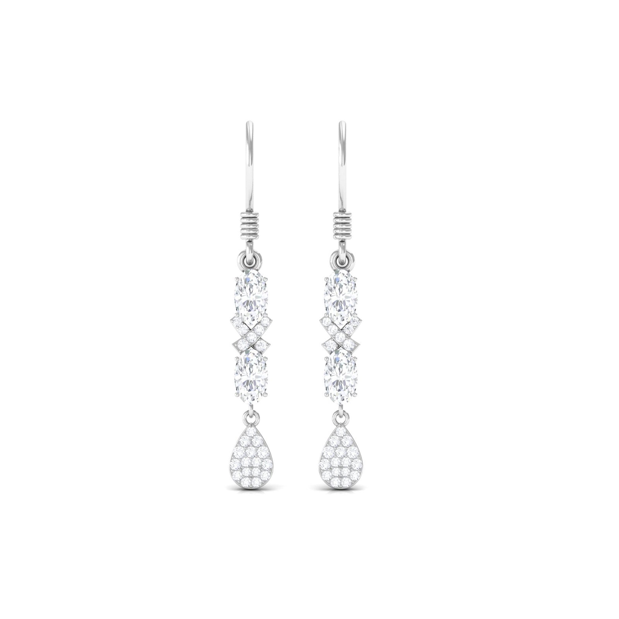 Round and Oval Cut Moissanite Dangle Earrings