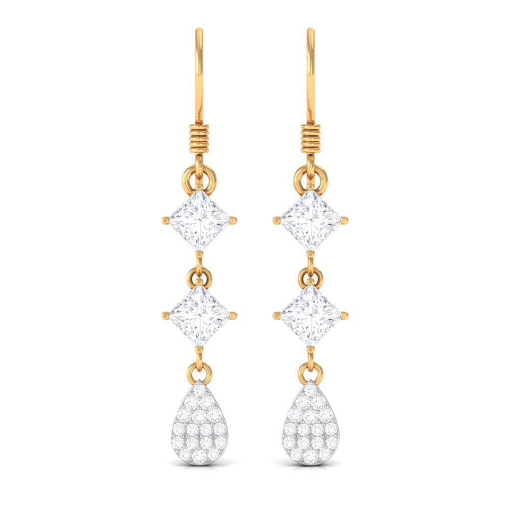 Certified Moissanite Dangle Earrings with Fish Hook