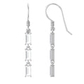 Certified Baguette Moissanite 3 Stone Dangle Earrings with Fish Hook