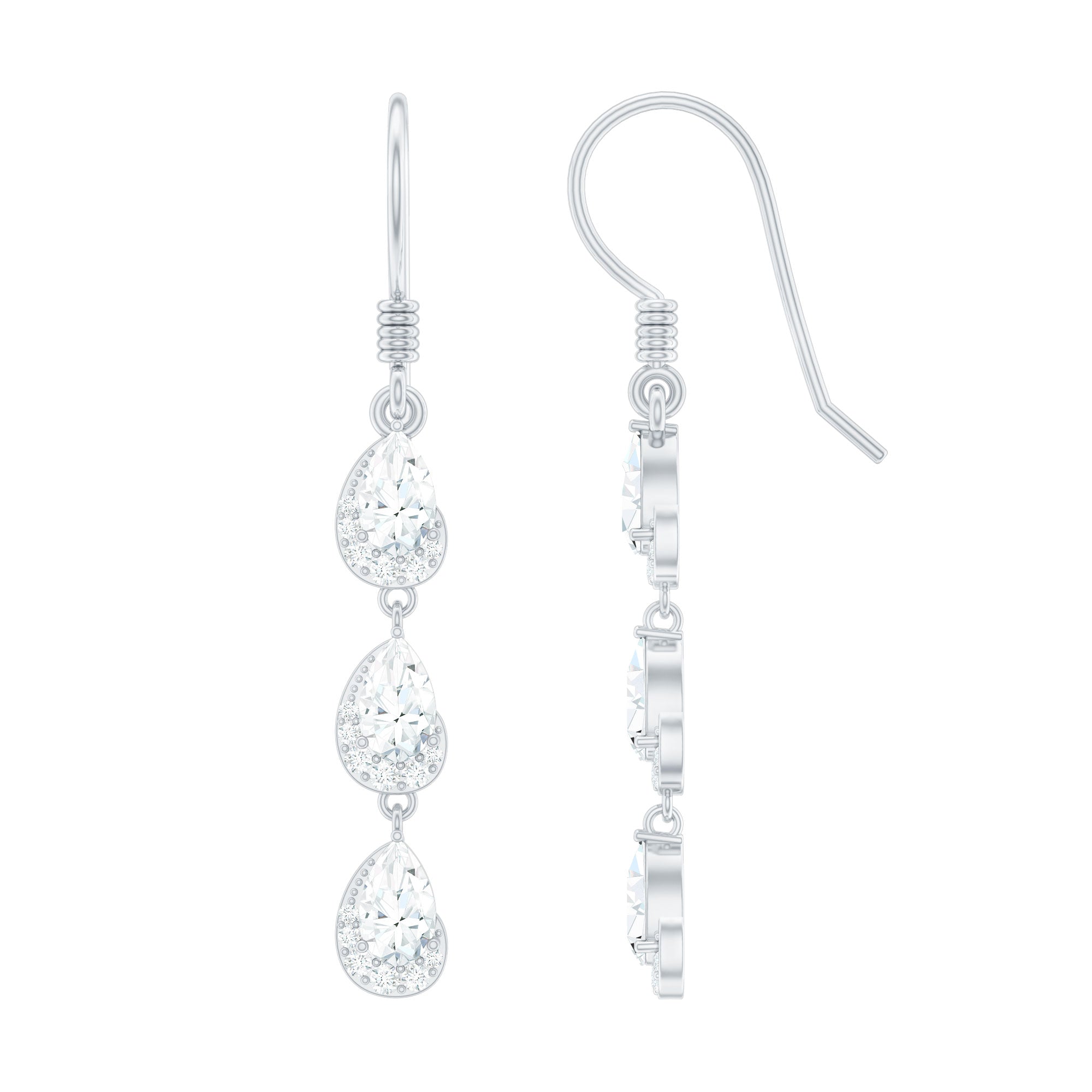 Certified Moissanite Dangling Wedding Earrings for Bride