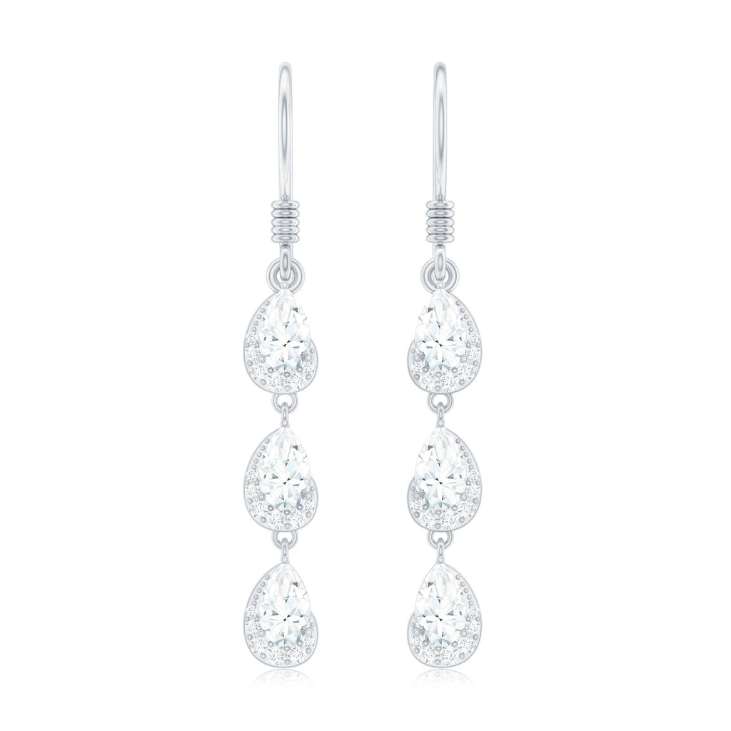 Certified Moissanite Dangling Wedding Earrings for Bride