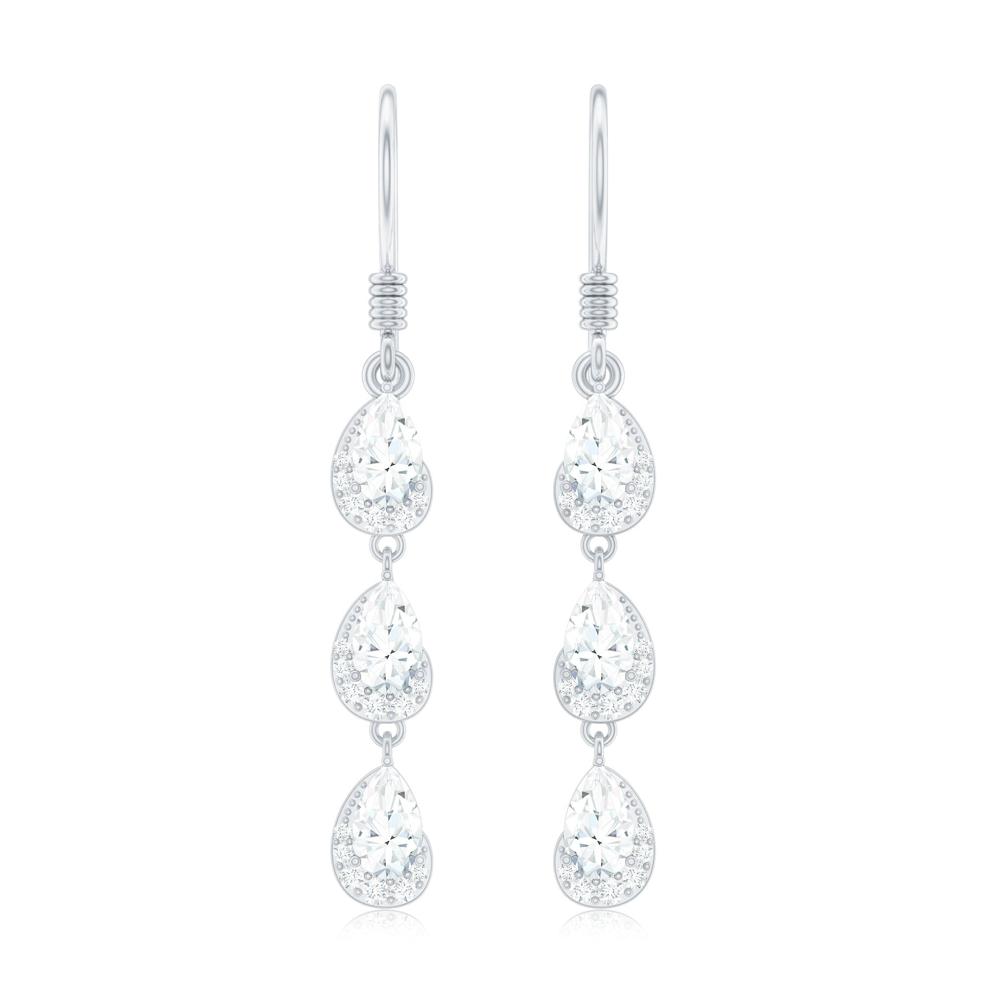 Certified Moissanite Dangling Wedding Earrings for Bride