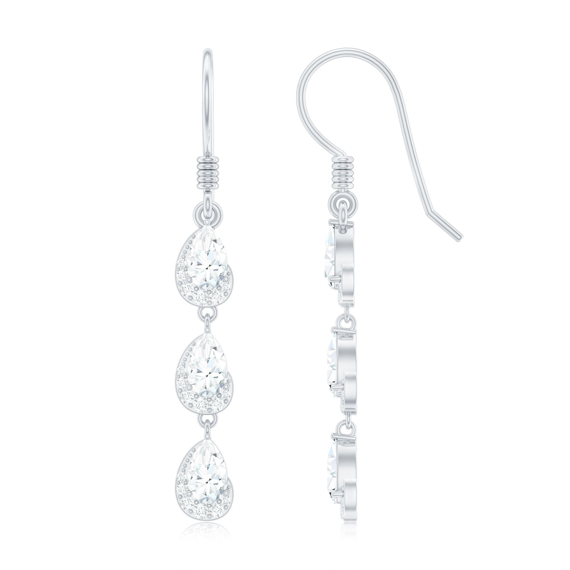 Certified Moissanite Dangling Wedding Earrings for Bride
