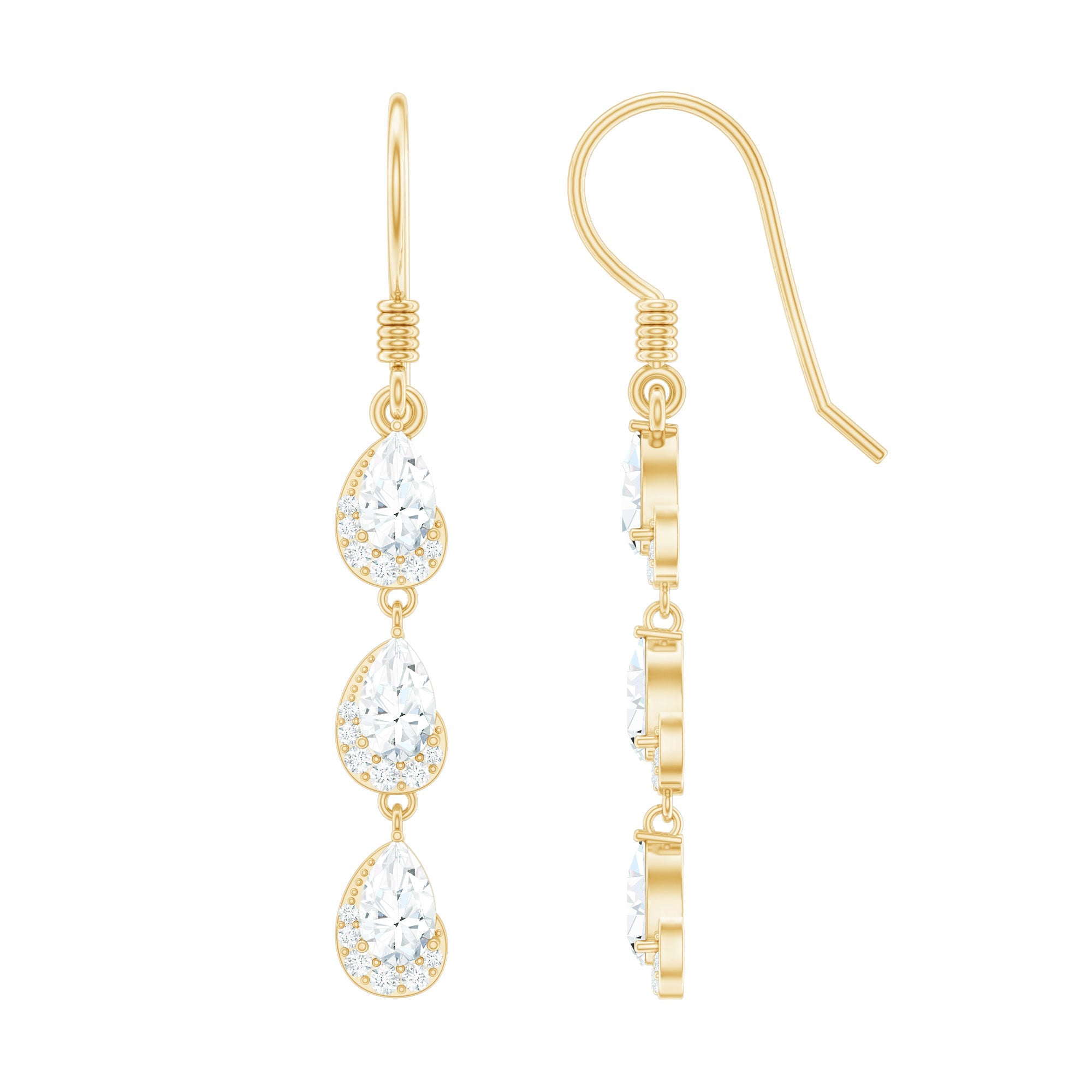 Certified Moissanite Dangling Wedding Earrings for Bride