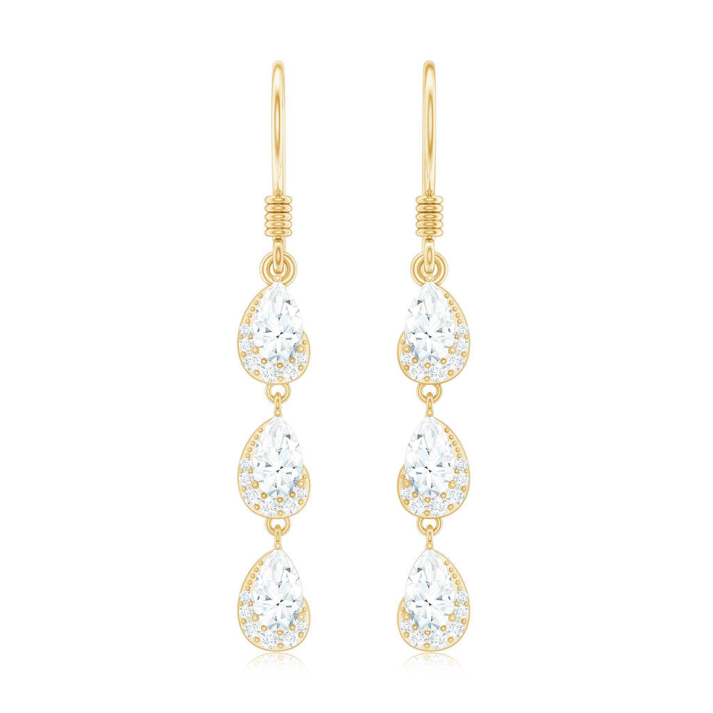 Certified Moissanite Dangling Wedding Earrings for Bride