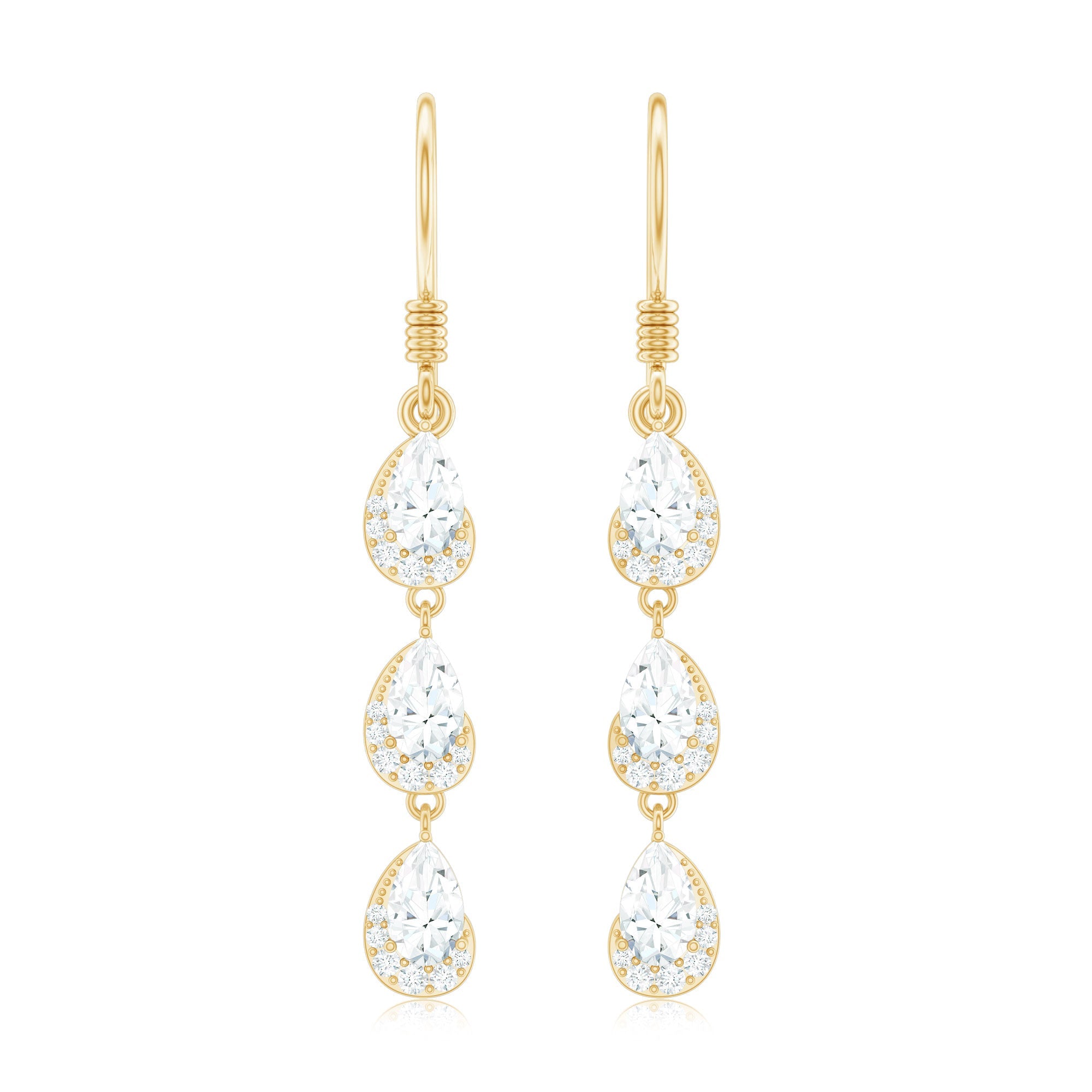 Certified Moissanite Dangling Wedding Earrings for Bride