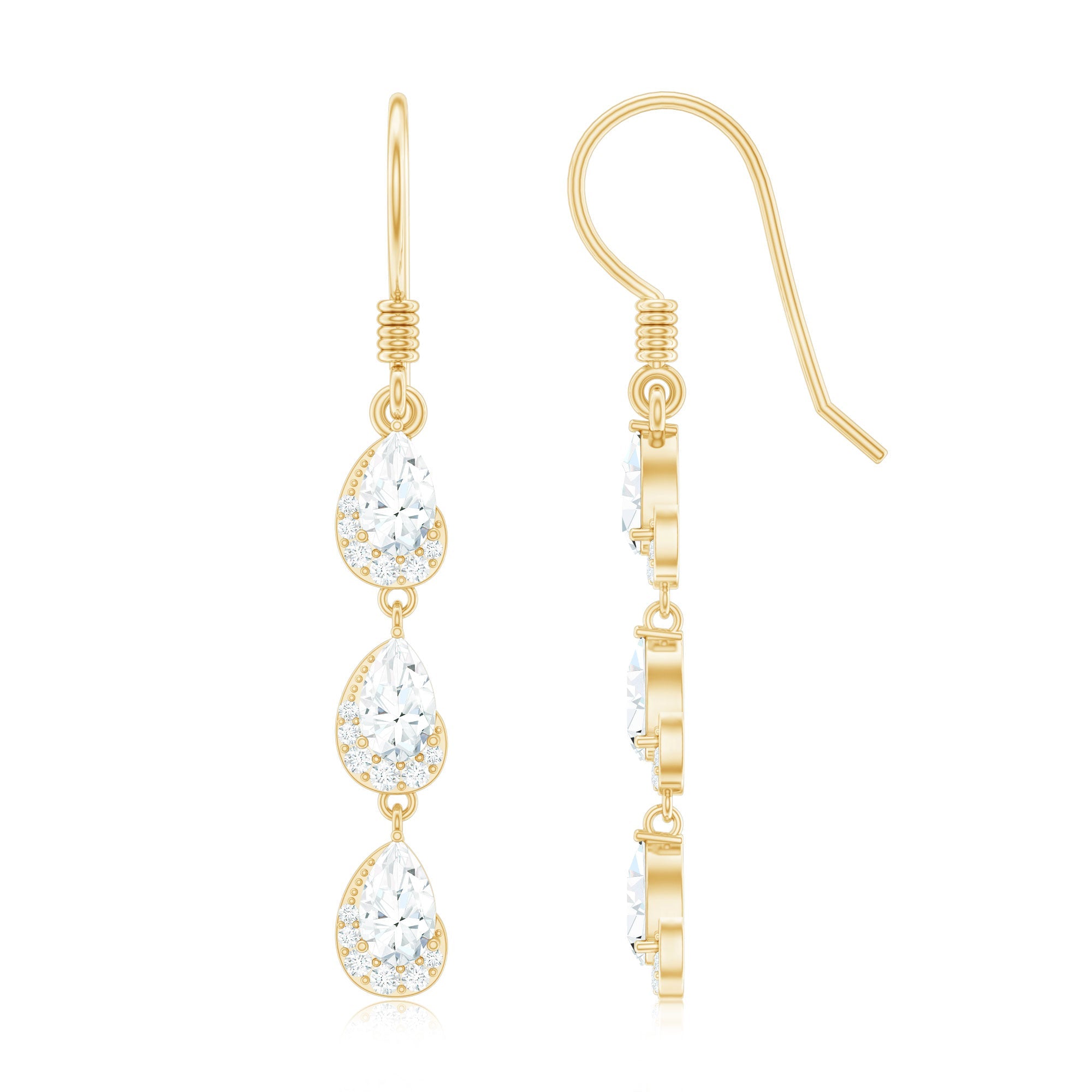 Certified Moissanite Dangling Wedding Earrings for Bride