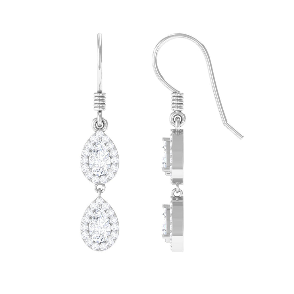 Pear and Round Cut Moissanite Dangle Earrings