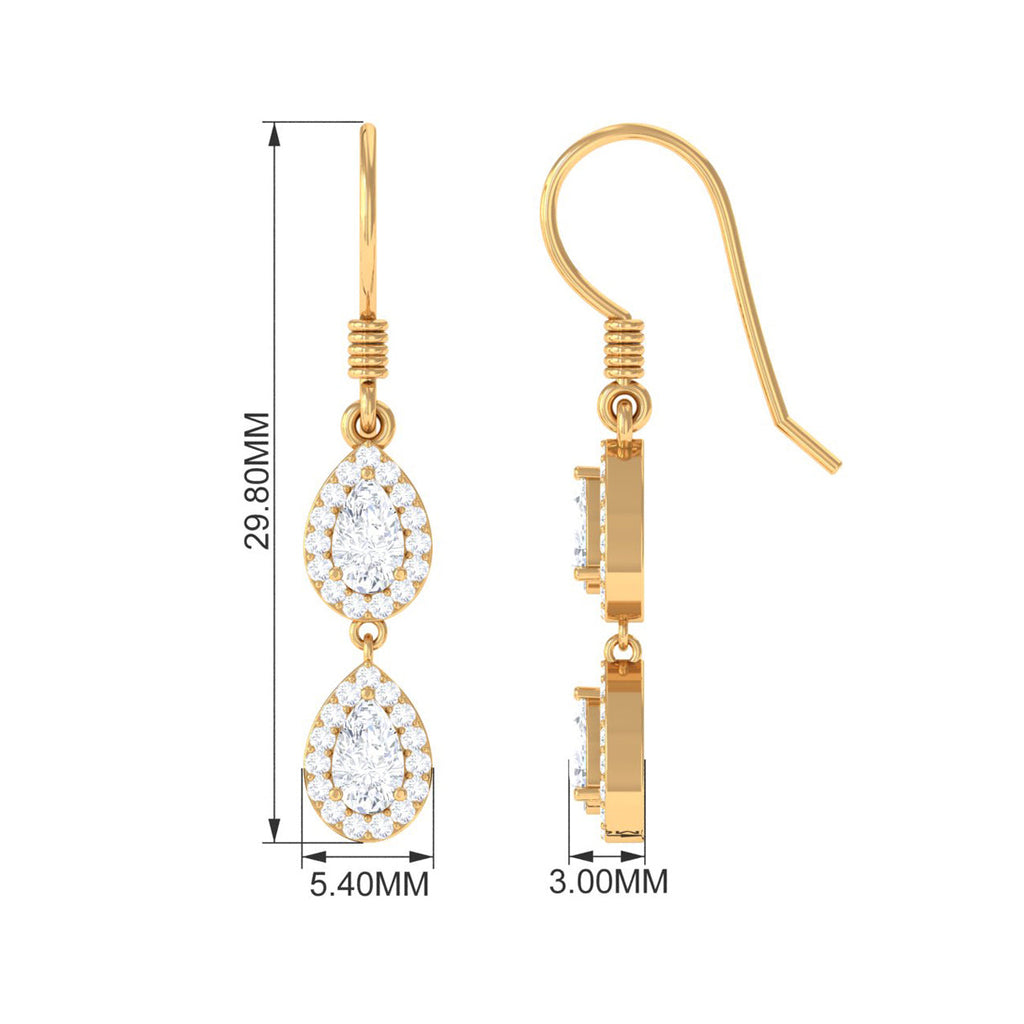 Pear and Round Cut Moissanite Dangle Earrings