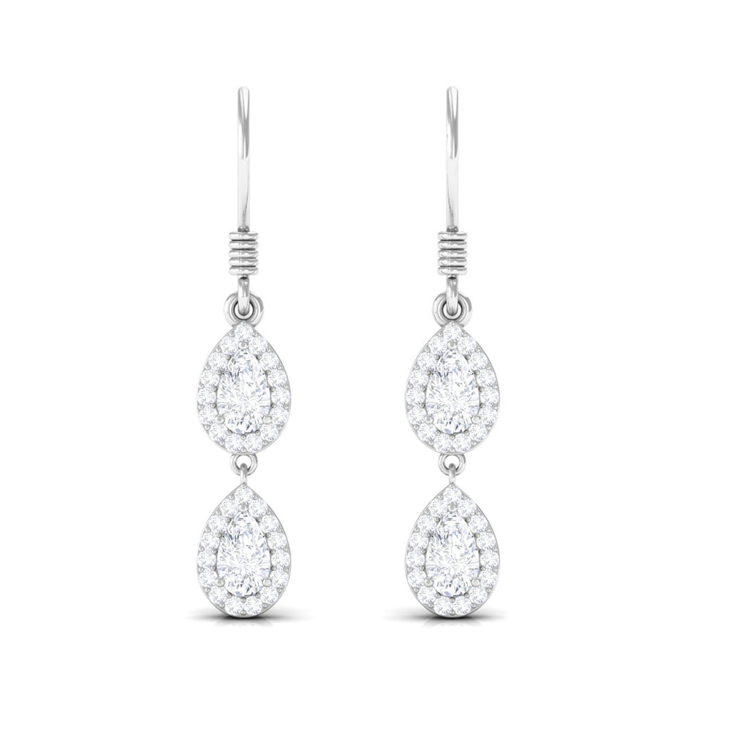 Pear and Round Cut Moissanite Dangle Earrings