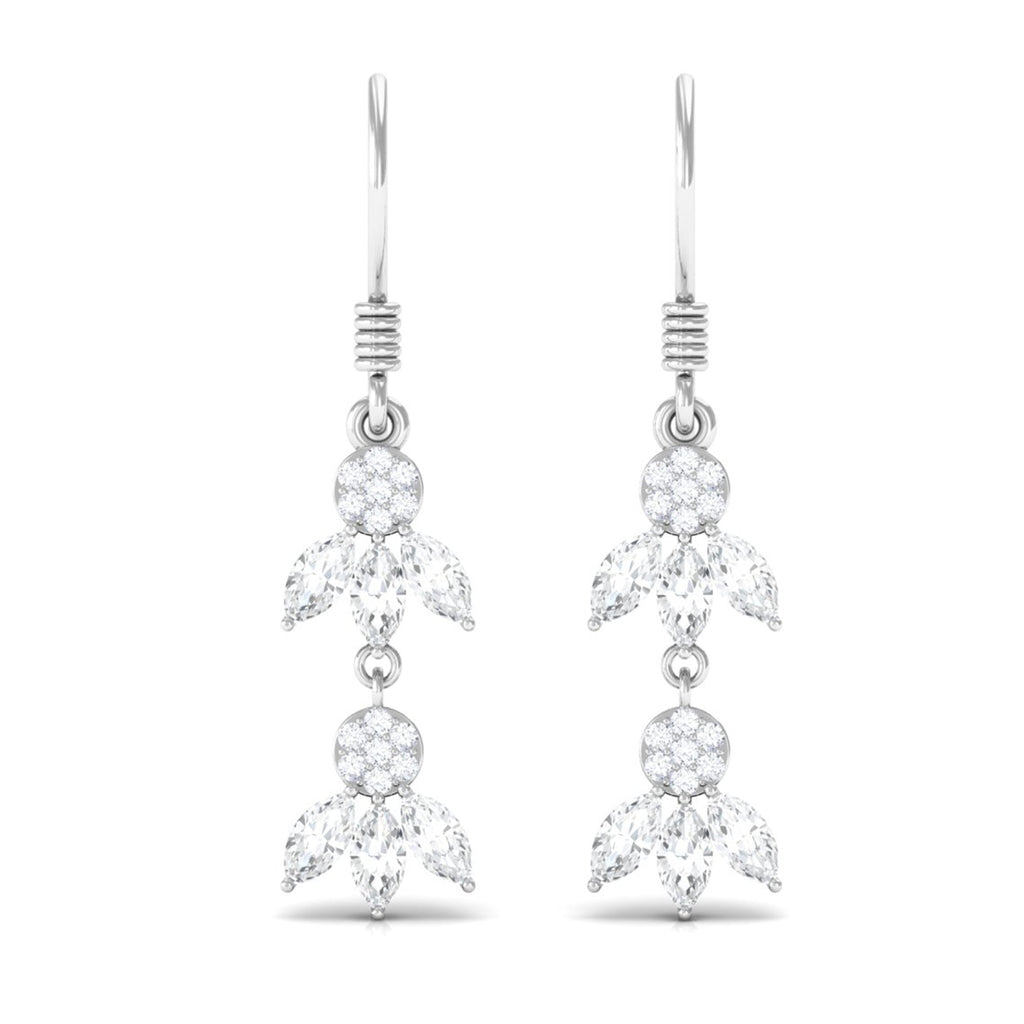 Certified Moissanite Dangling Earrings with Fish Hook