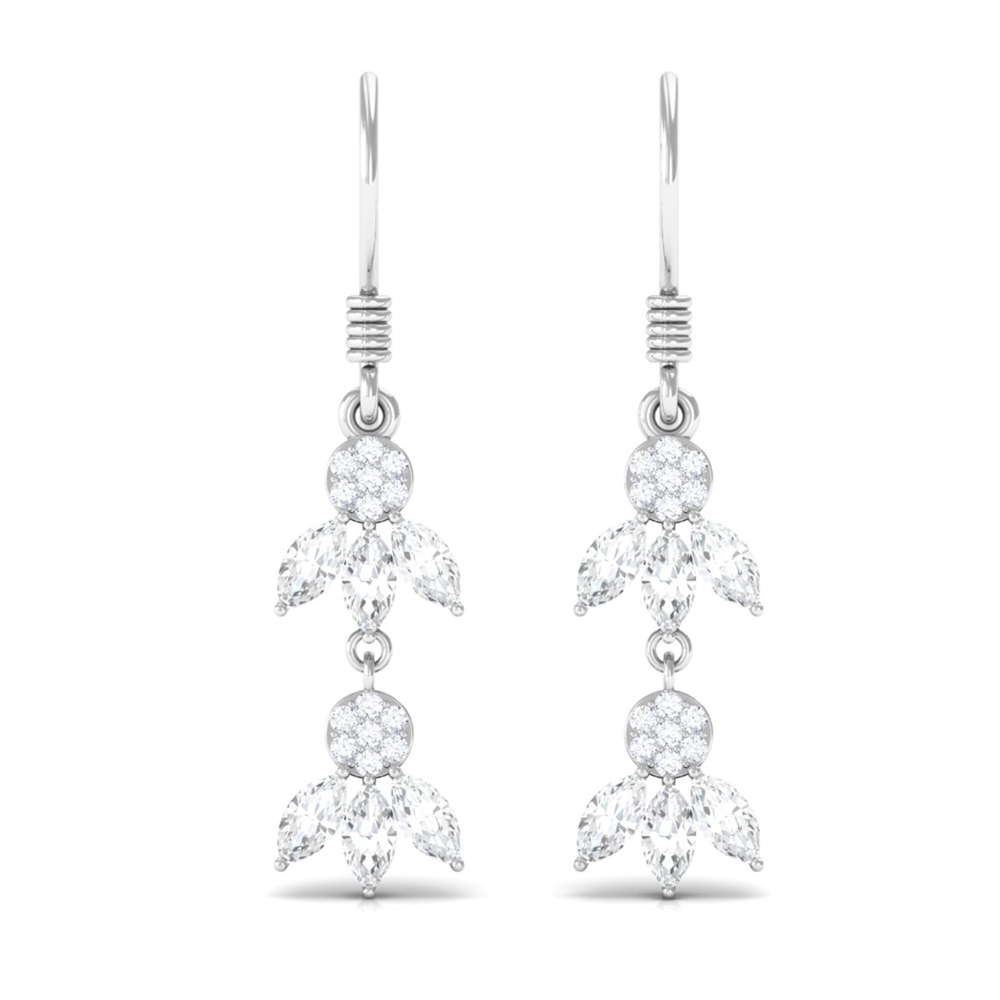 Certified Moissanite Dangling Earrings with Fish Hook