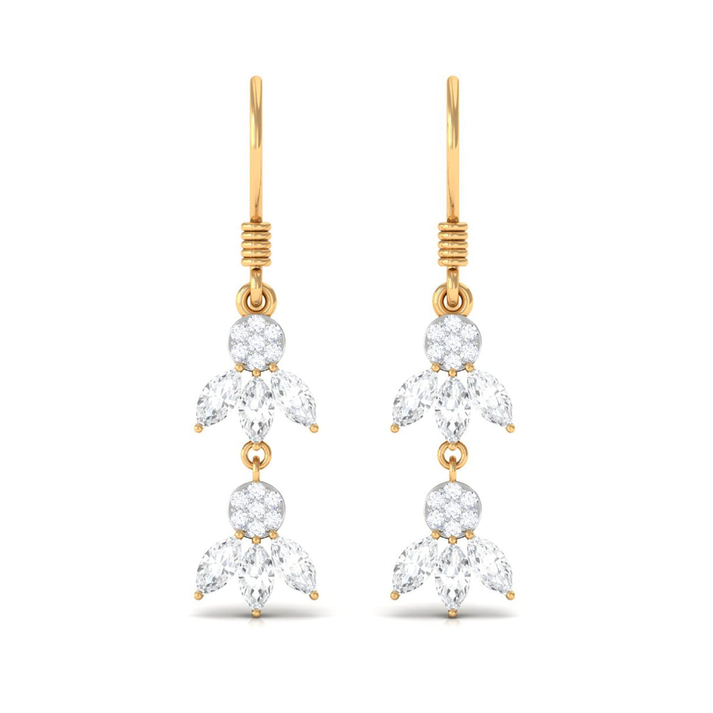 Certified Moissanite Dangling Earrings with Fish Hook