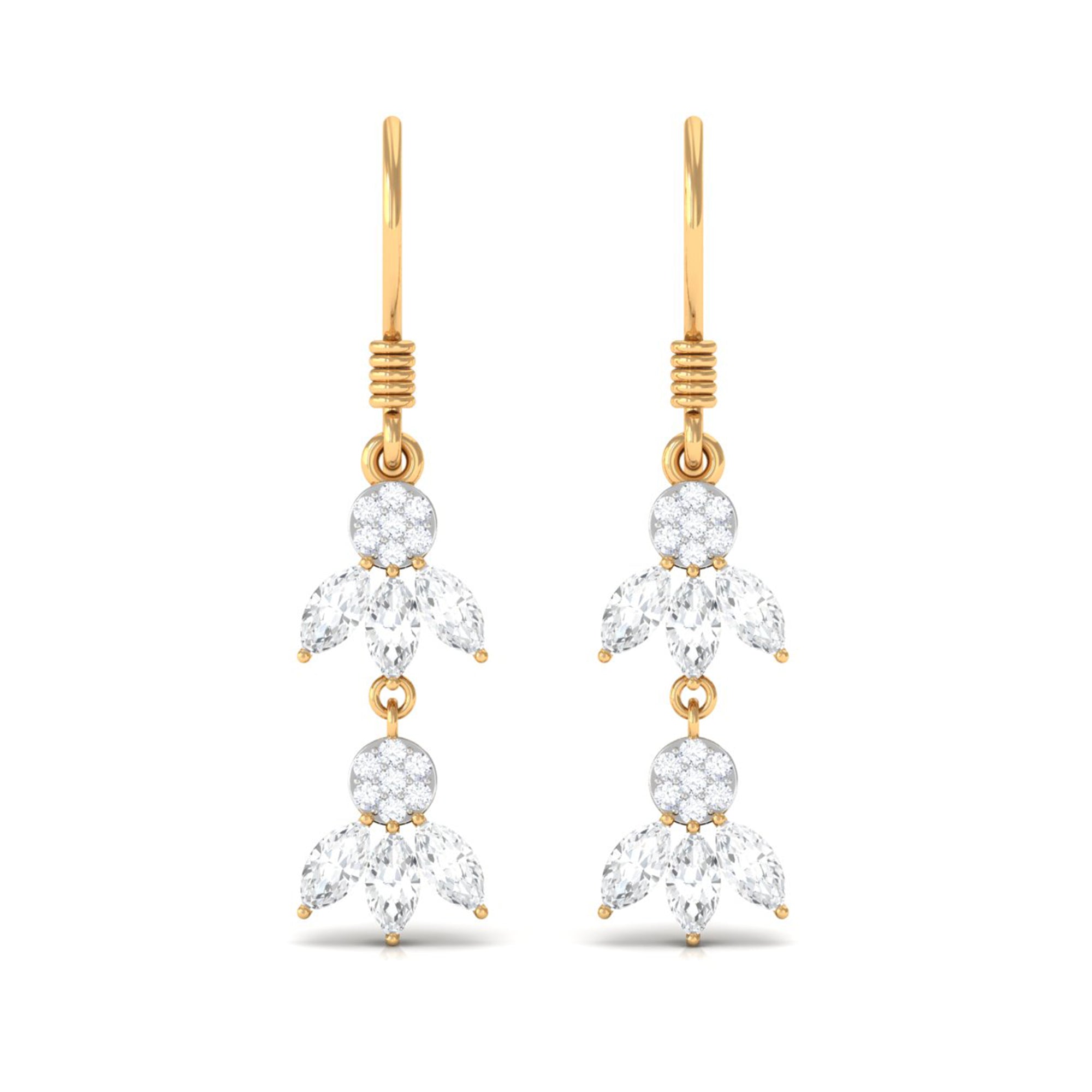 Certified Moissanite Dangling Earrings with Fish Hook