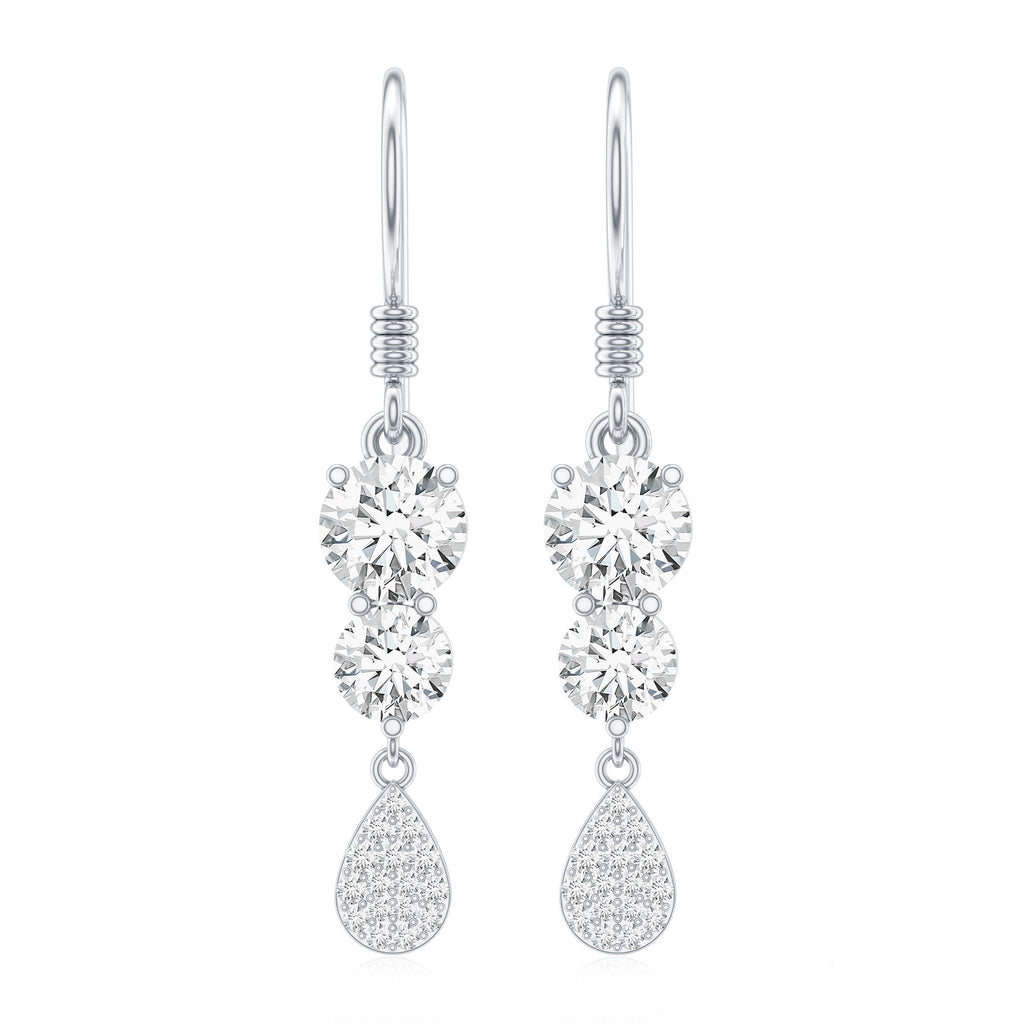 1 Carat Moissanite Dangle Earrings with Fish Hook