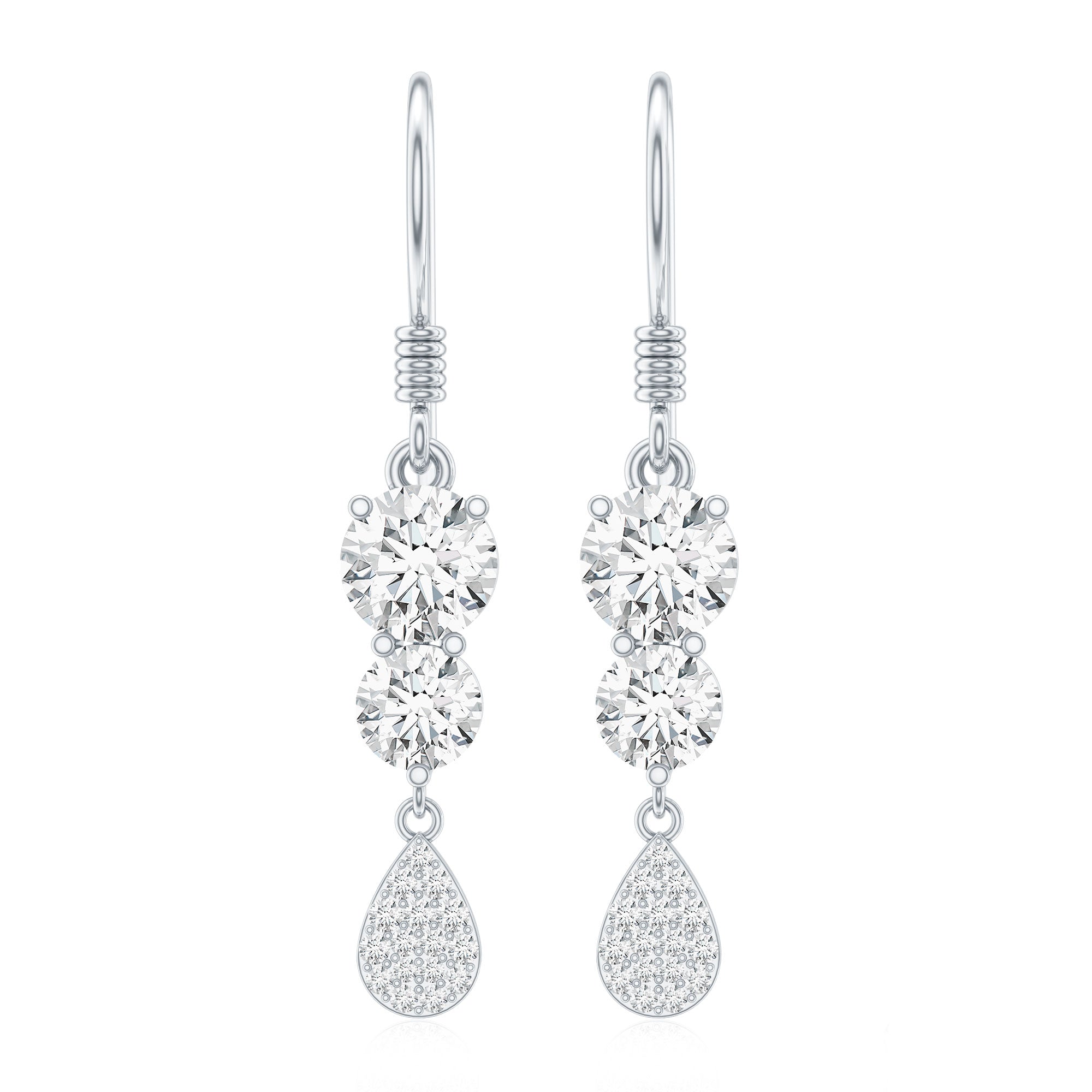 1 Carat Moissanite Dangle Earrings with Fish Hook