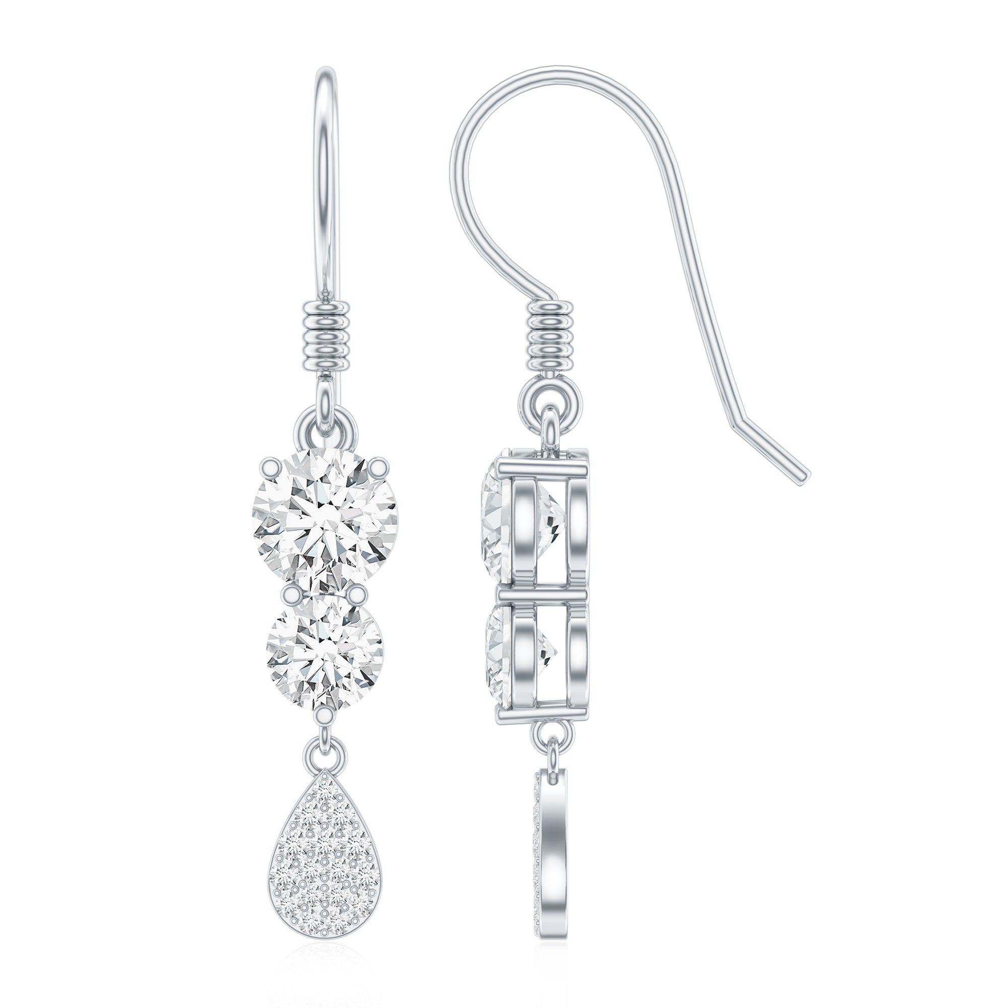 1 Carat Moissanite Dangle Earrings with Fish Hook