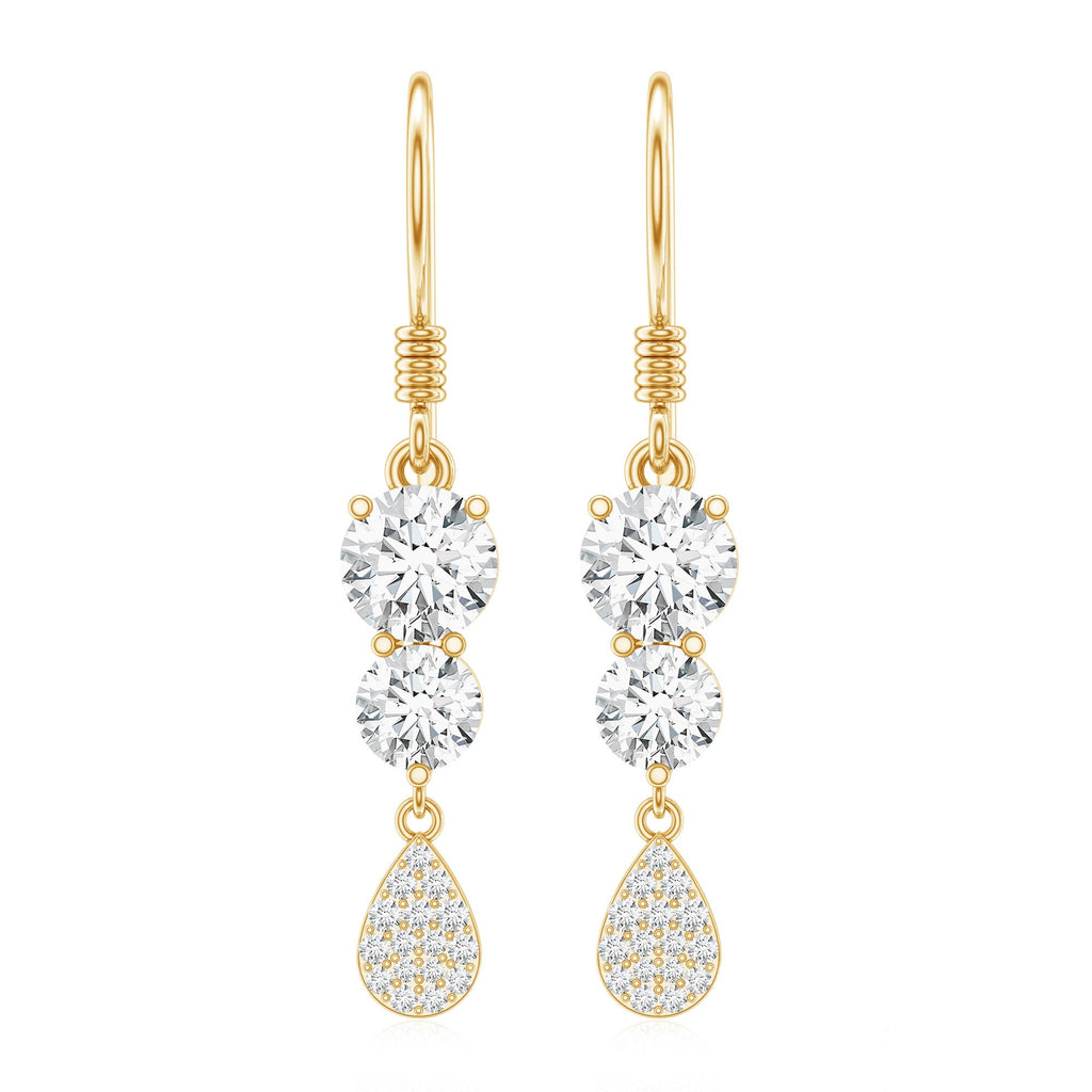 1 Carat Moissanite Dangle Earrings with Fish Hook