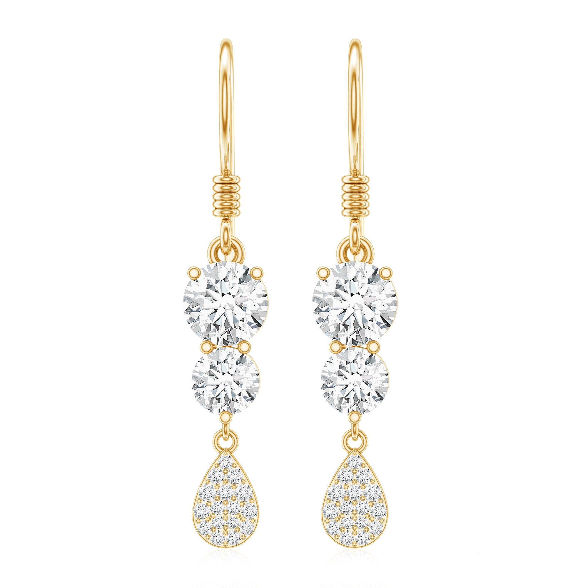 1 Carat Moissanite Dangle Earrings with Fish Hook