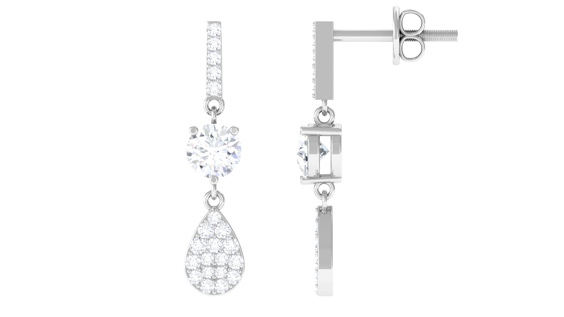 Round Cut Moissanite Classic Dangle Drop Earrings