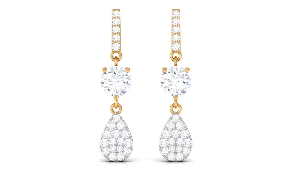 Round Cut Moissanite Classic Dangle Drop Earrings