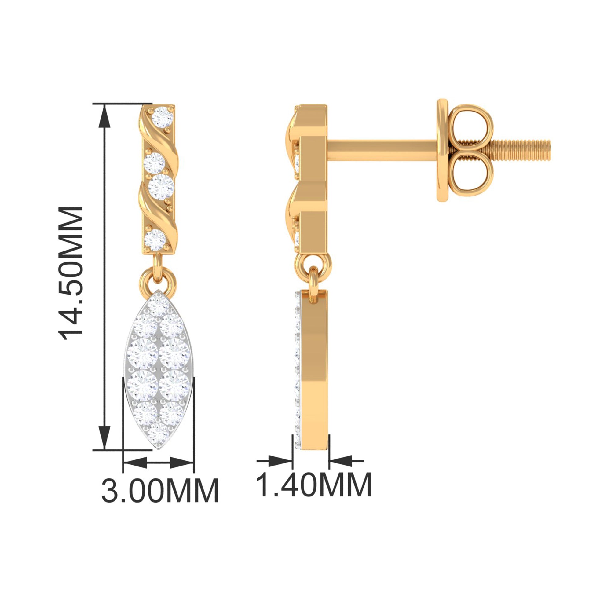 Certified Moissanite Leaf Dangle Drop Earrings