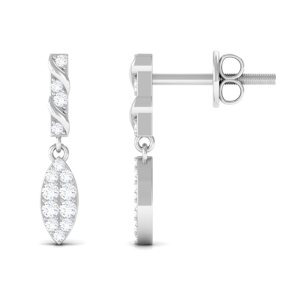 Certified Moissanite Leaf Dangle Drop Earrings