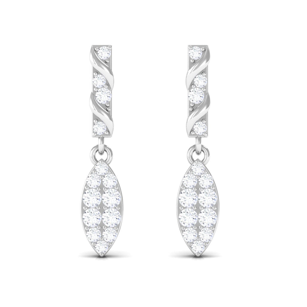 Certified Moissanite Leaf Dangle Drop Earrings