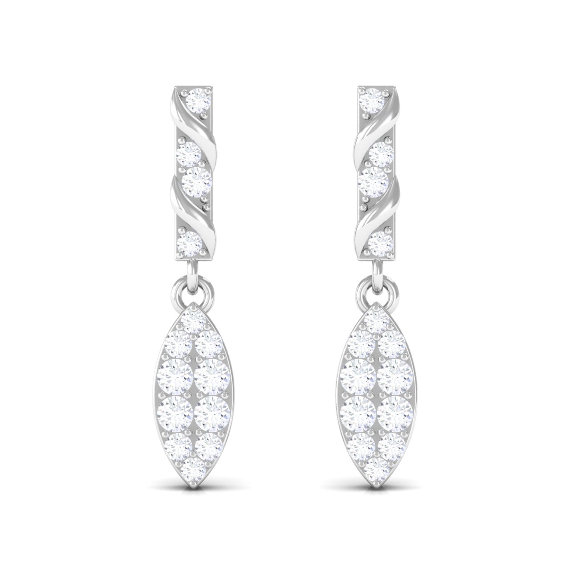 Certified Moissanite Leaf Dangle Drop Earrings