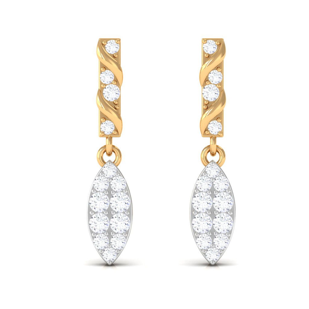Certified Moissanite Leaf Dangle Drop Earrings