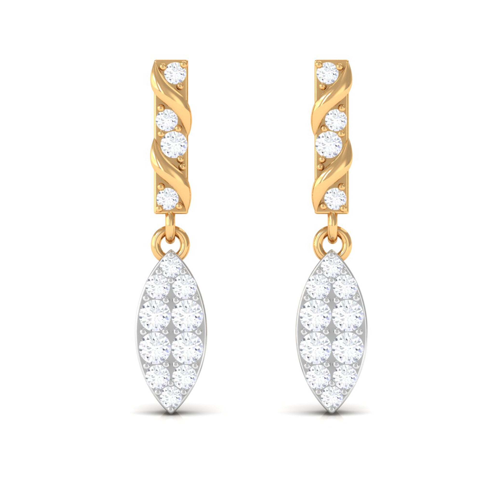 Certified Moissanite Leaf Dangle Drop Earrings