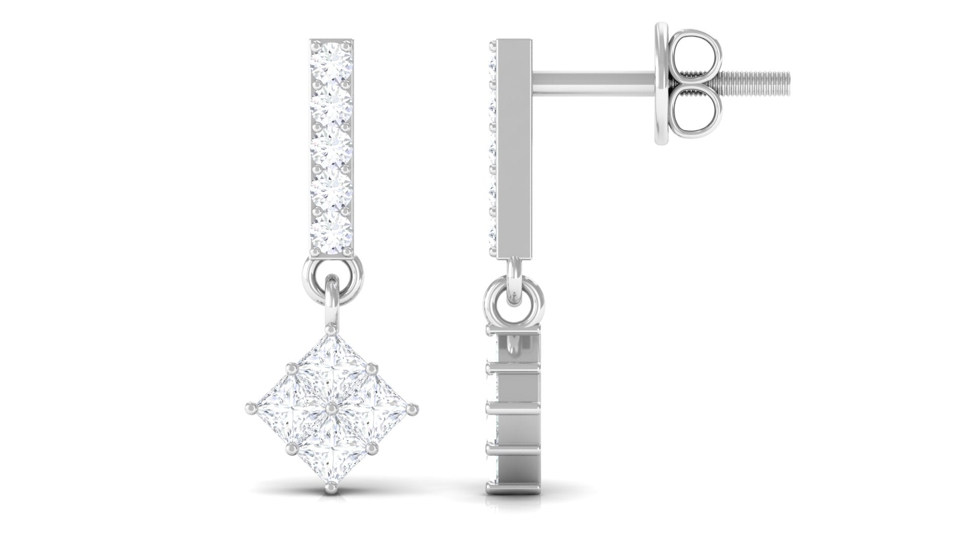 Contemporary Moissanite Dangle Drop Earrings