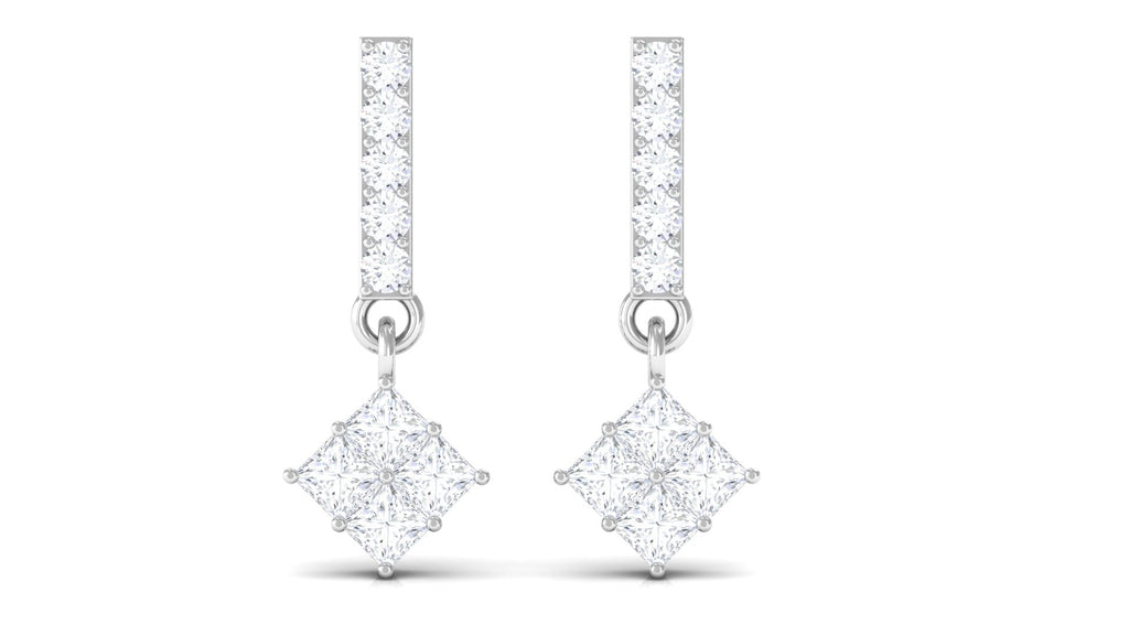 Contemporary Moissanite Dangle Drop Earrings