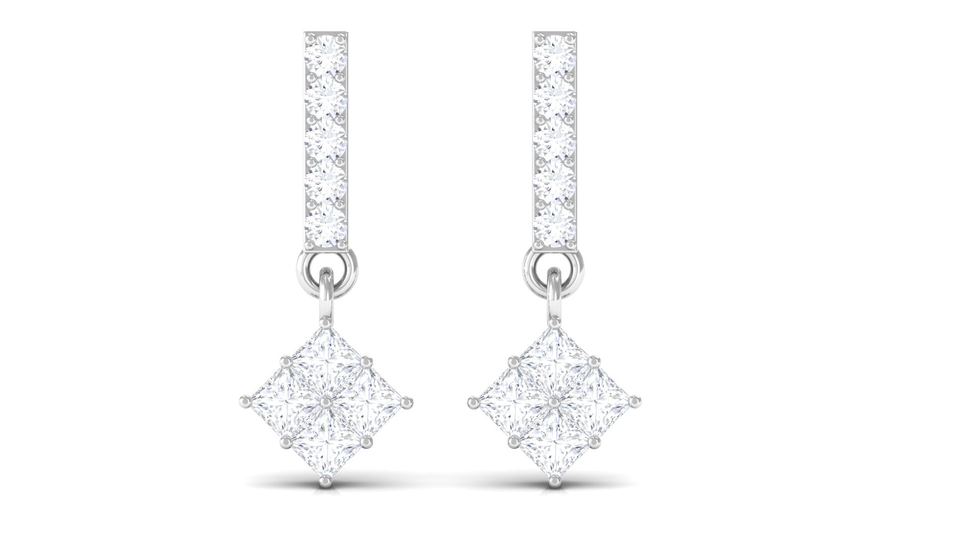 Contemporary Moissanite Dangle Drop Earrings