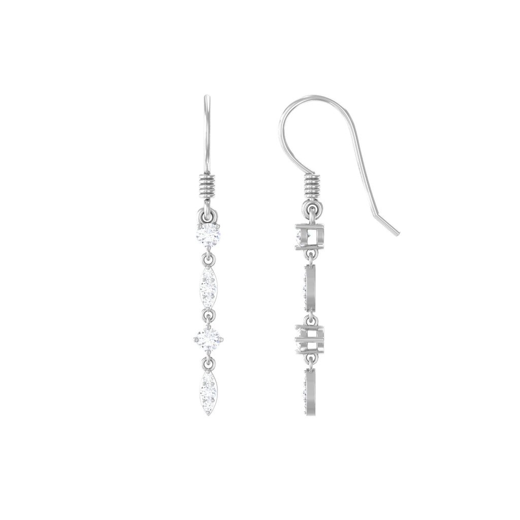 Womens Moissanite Dangle Earrings with Fish Hook