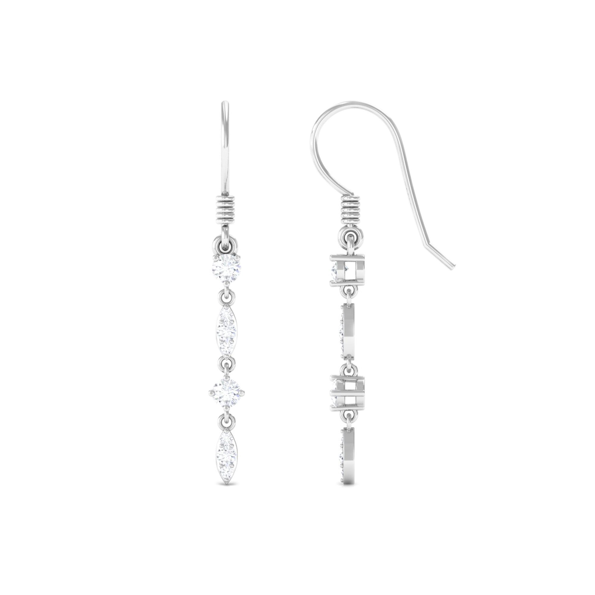 Womens Moissanite Dangle Earrings with Fish Hook