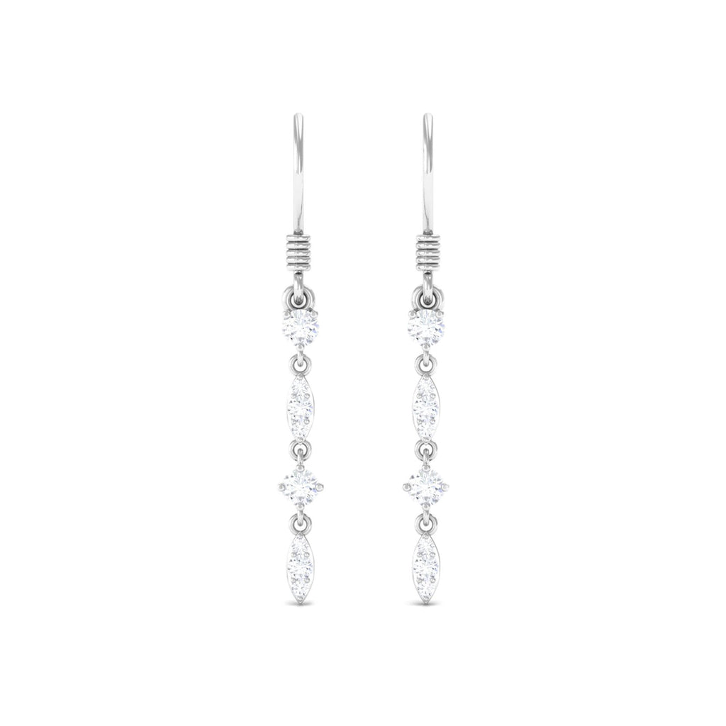 Womens Moissanite Dangle Earrings with Fish Hook