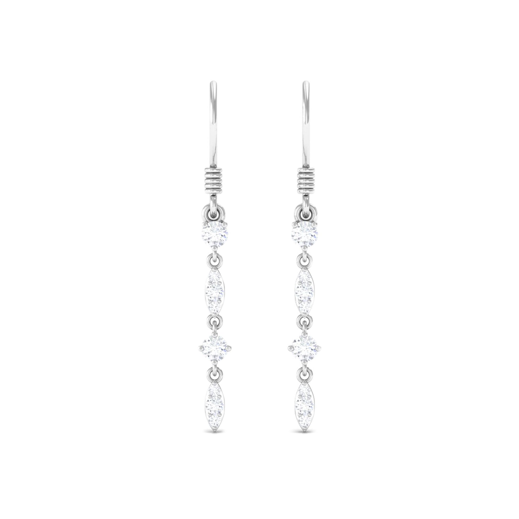 Womens Moissanite Dangle Earrings with Fish Hook