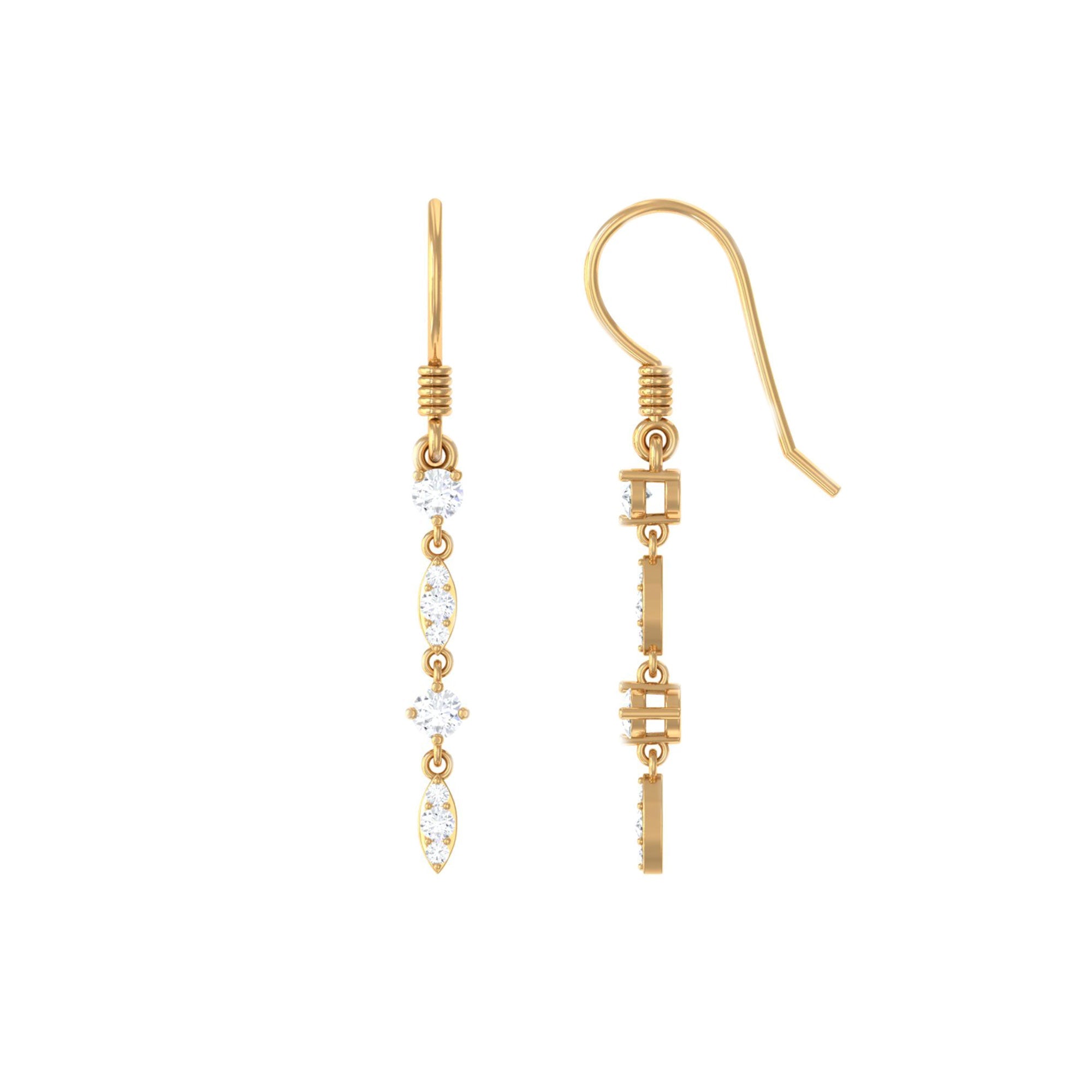 Womens Moissanite Dangle Earrings with Fish Hook