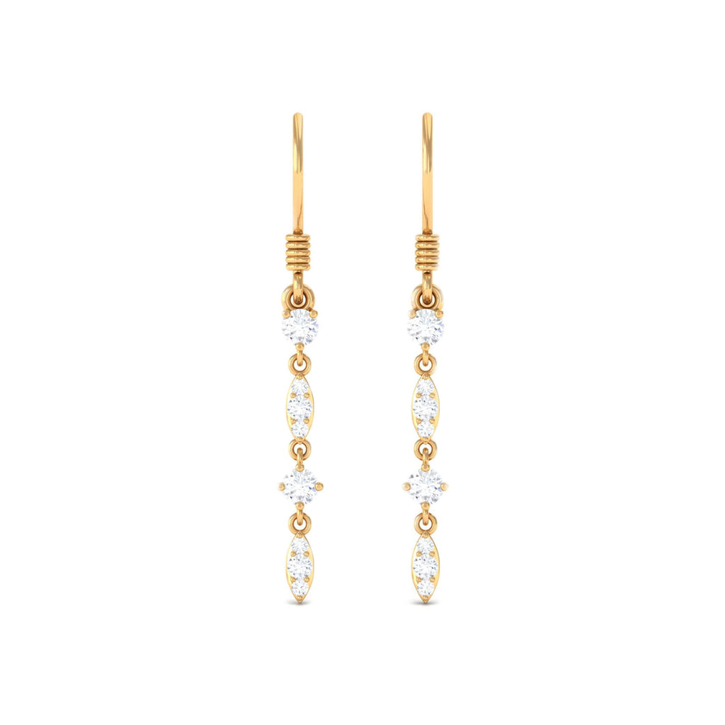 Womens Moissanite Dangle Earrings with Fish Hook
