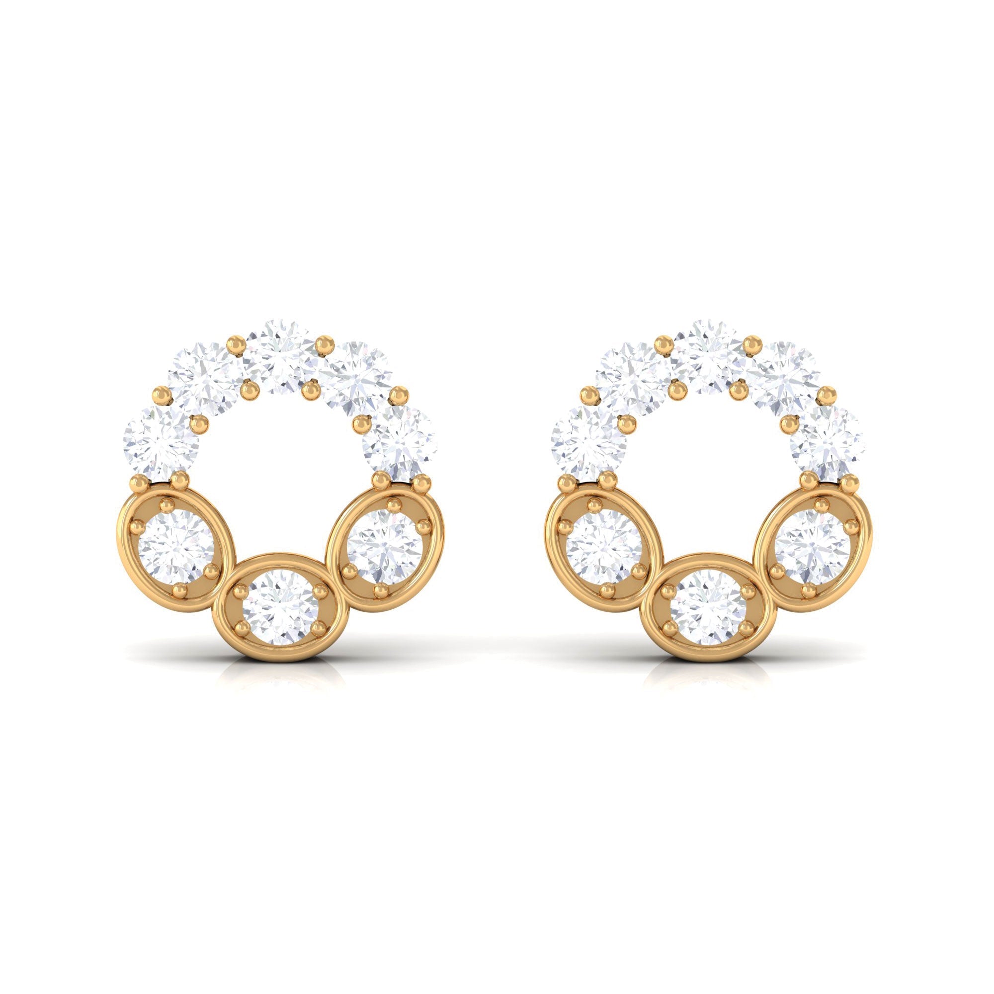 Certified Moissanite Designer Eternity Stud Earrings