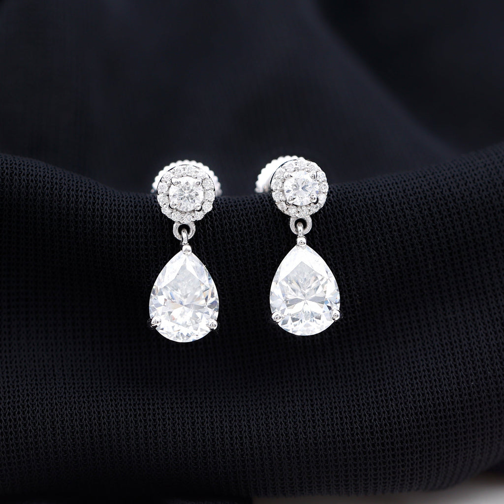 Classic Moissanite Bridal Drop Earrings