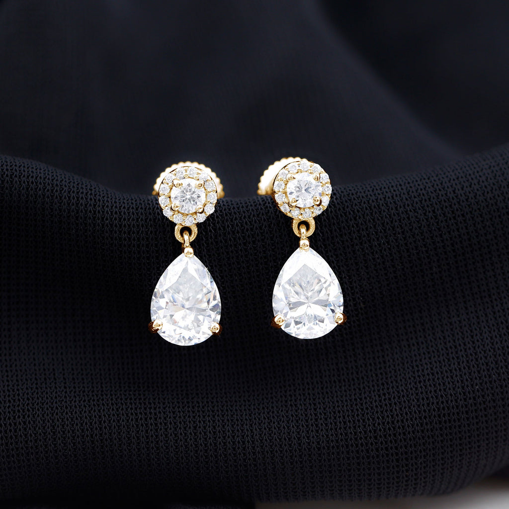 Classic Moissanite Bridal Drop Earrings
