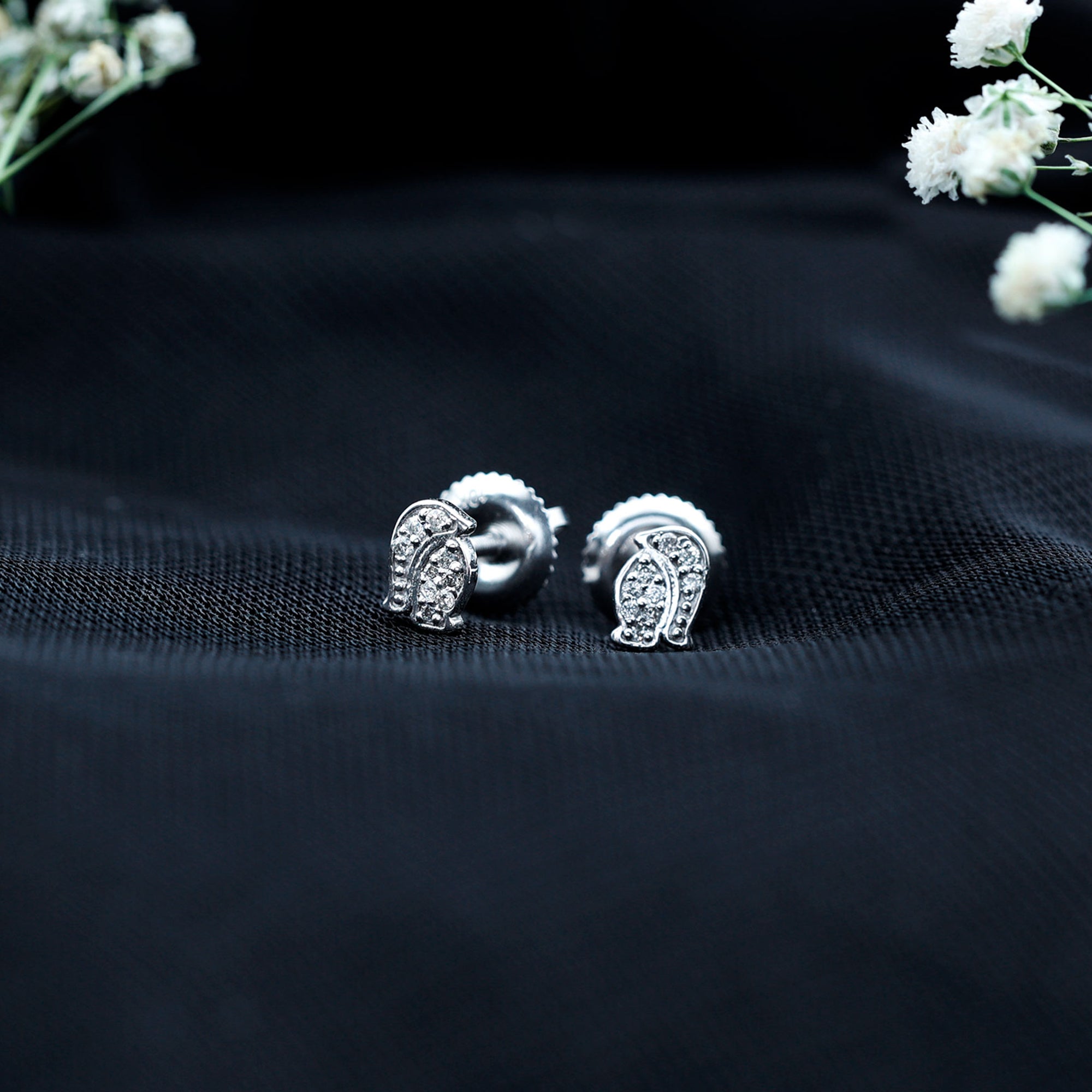 Natural Diamond Christmas Penguin Earrings With Certificate