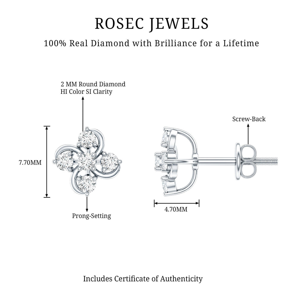 Diamond Flower Cluster Earrings For Women